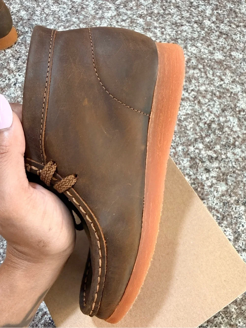 Kids Clarks Brown Leather Chukka Boots with Tan Soles